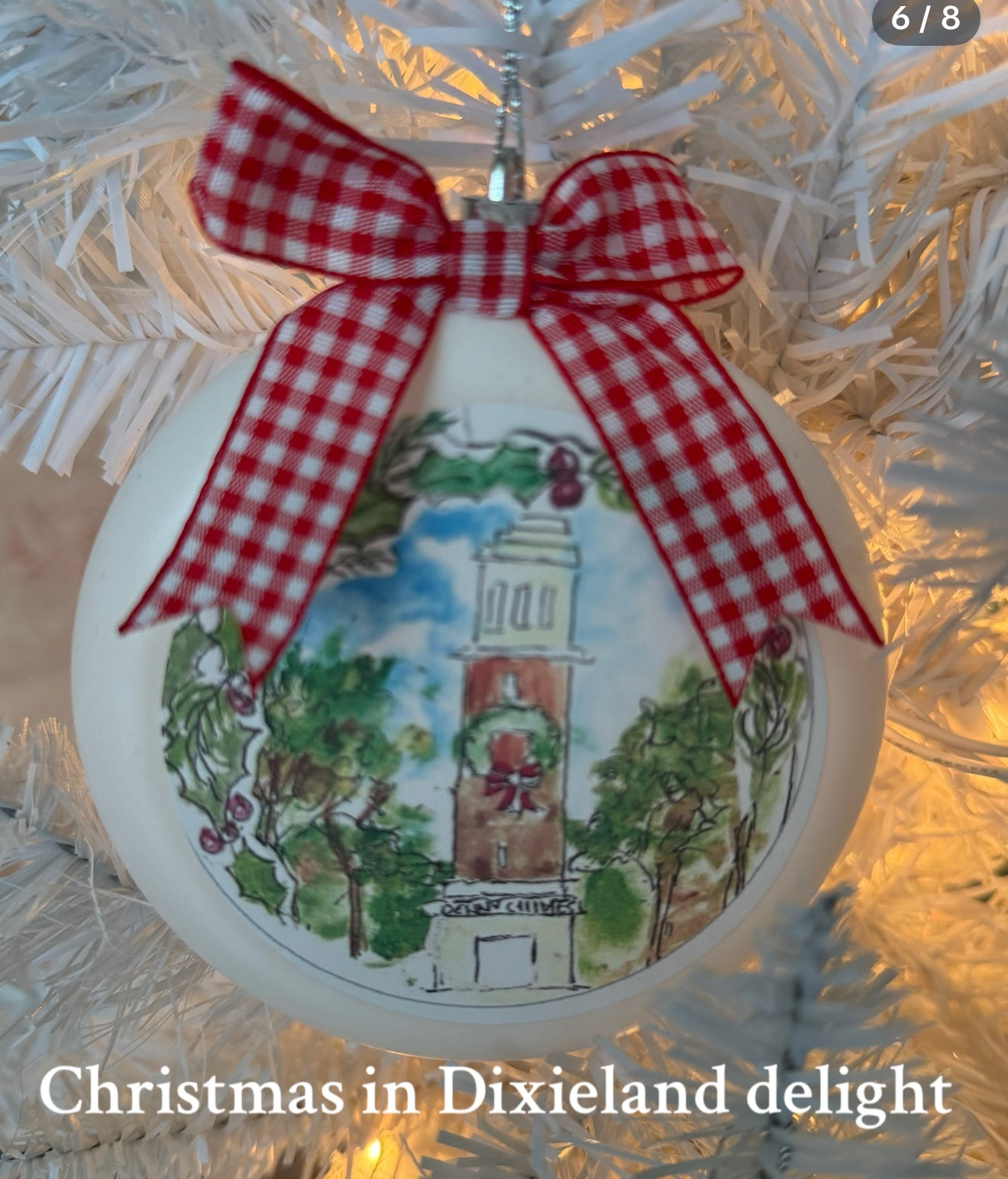 Dixieland Delight Denny Chimes Alabama 4x4 Christmas ornament